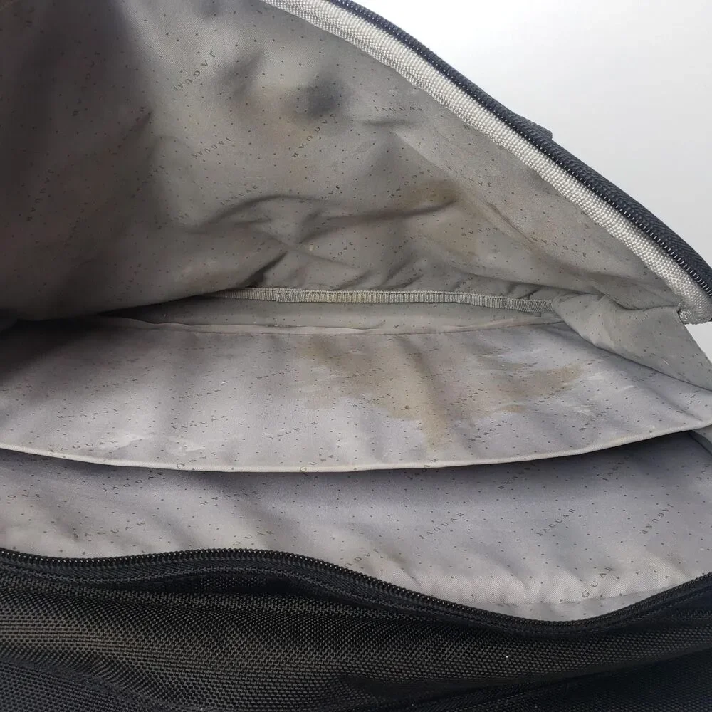 Jaguar Laptop Bag Briefcase Black Nylon Organizer Padded Compartment Zip Handles
